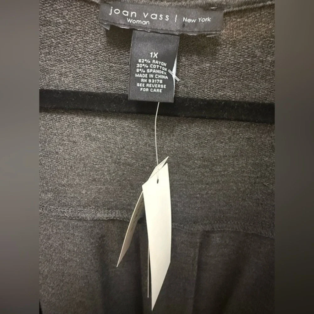 Joan Vass Graphite Open Front Cardigan 1X NWT‎